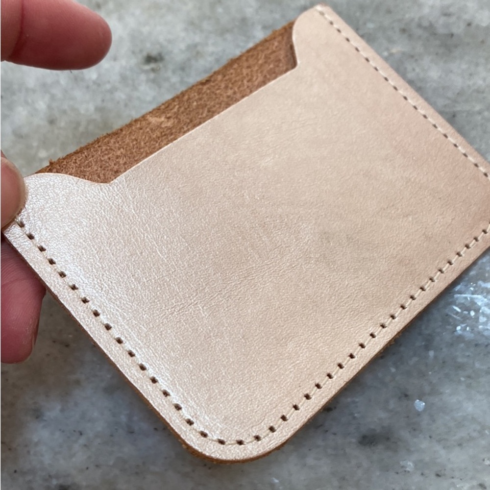 NEW Leather Card Holder - Metallic Pale Pink ID Credit Card Wallet - Minimalist